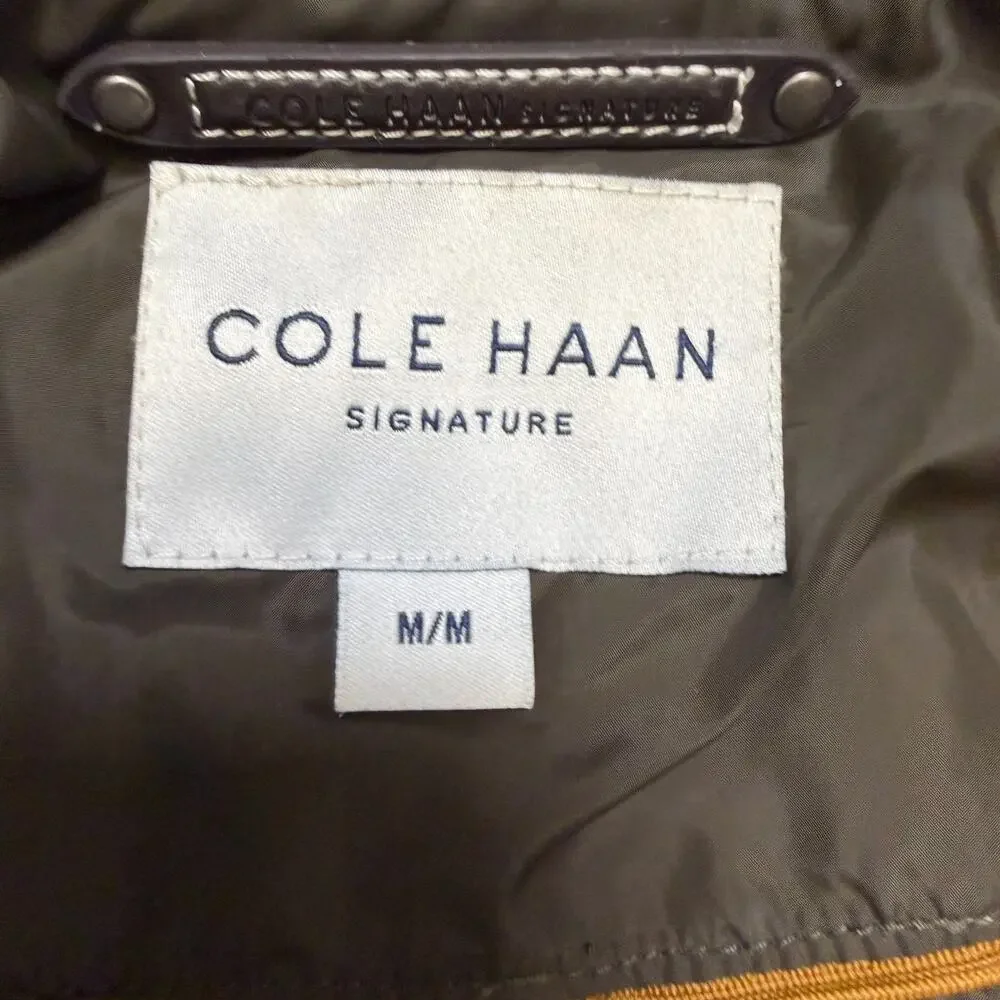 Cole Haan Signature Quilted Mixed Media‎ Utility Jacket Mens M Navy Olive